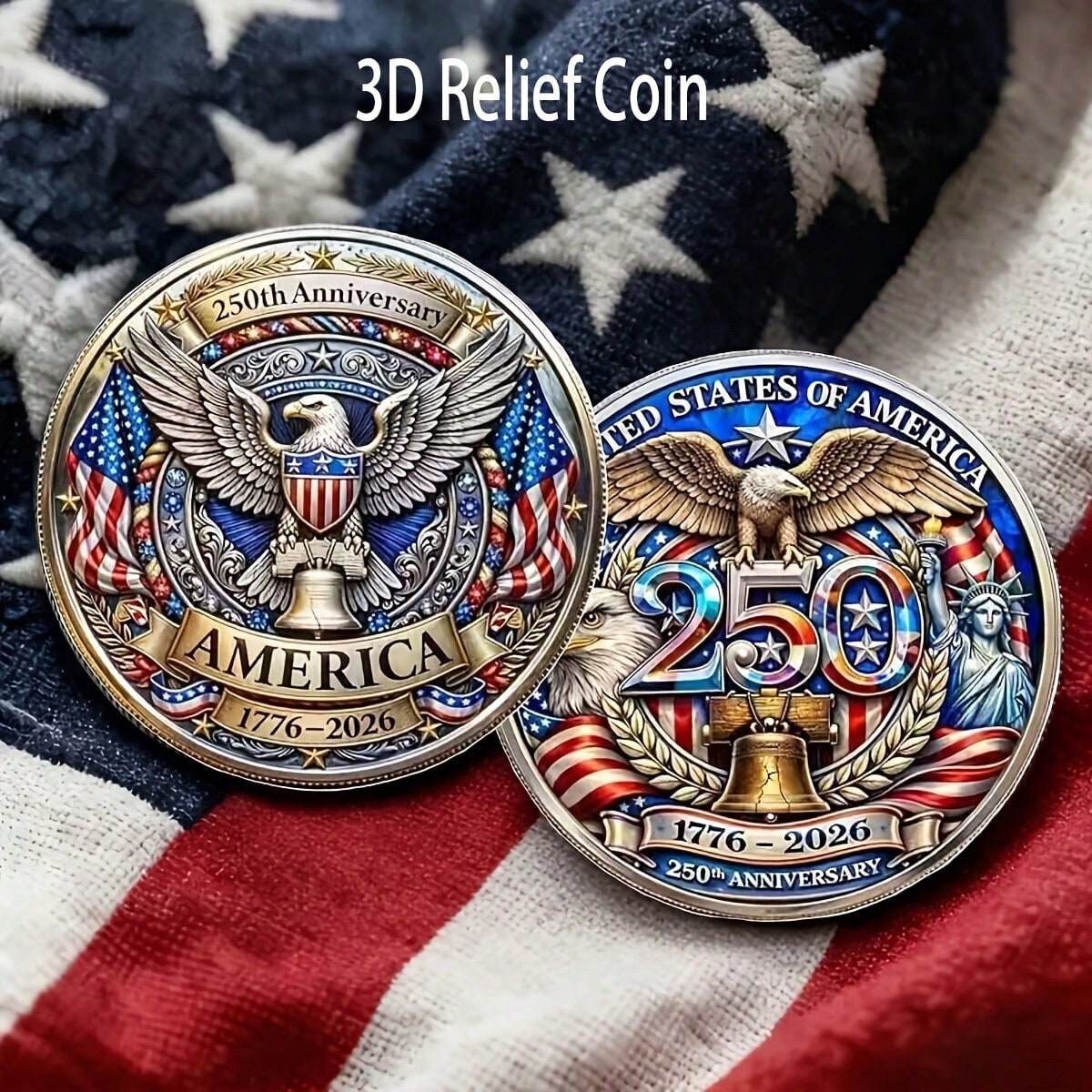 3D Printing Eagle - 250th Anniversary 3D Embossed Coin, 1776-2026