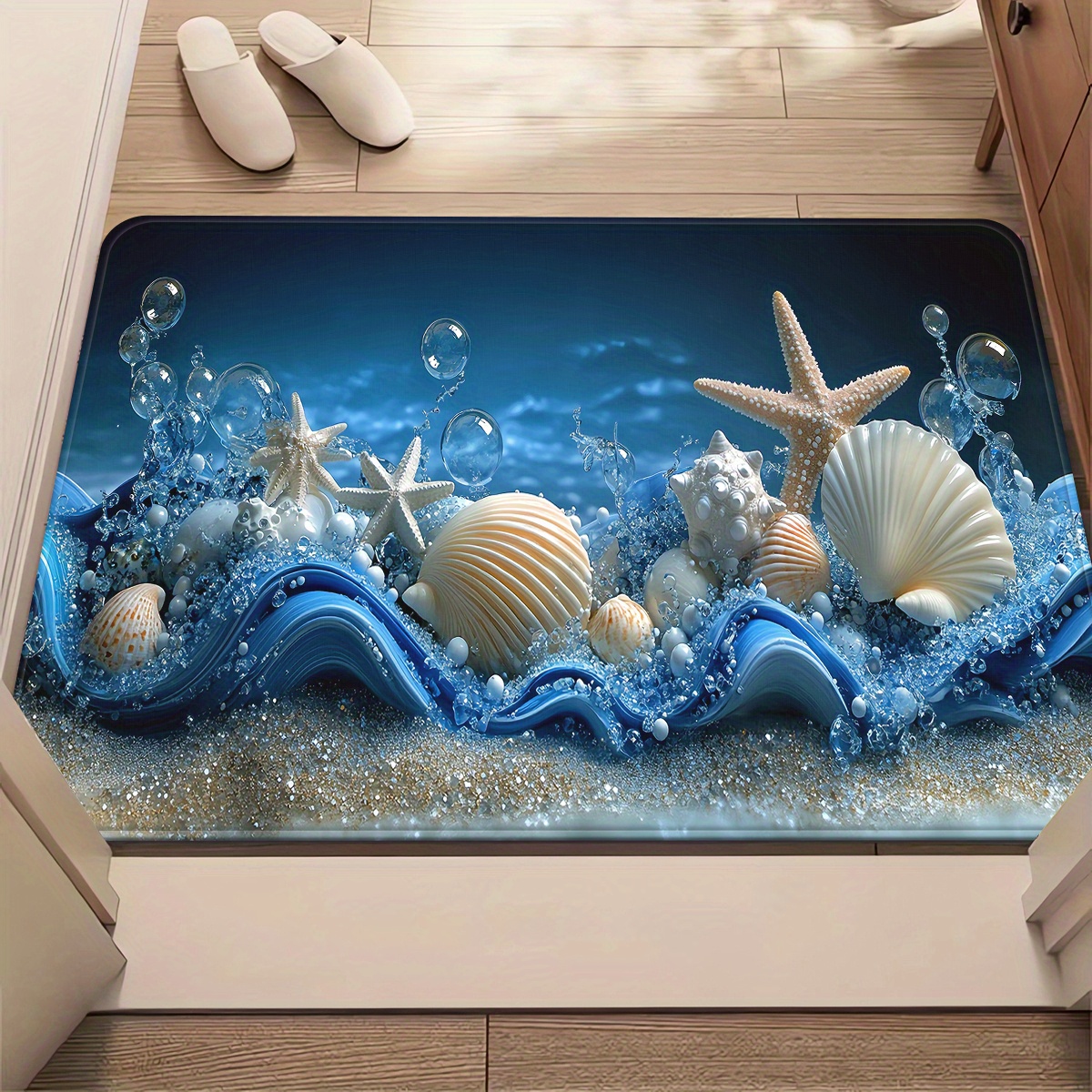3D Printing Tablet - 3D Blue Waves Seashells Starfish Bubbles