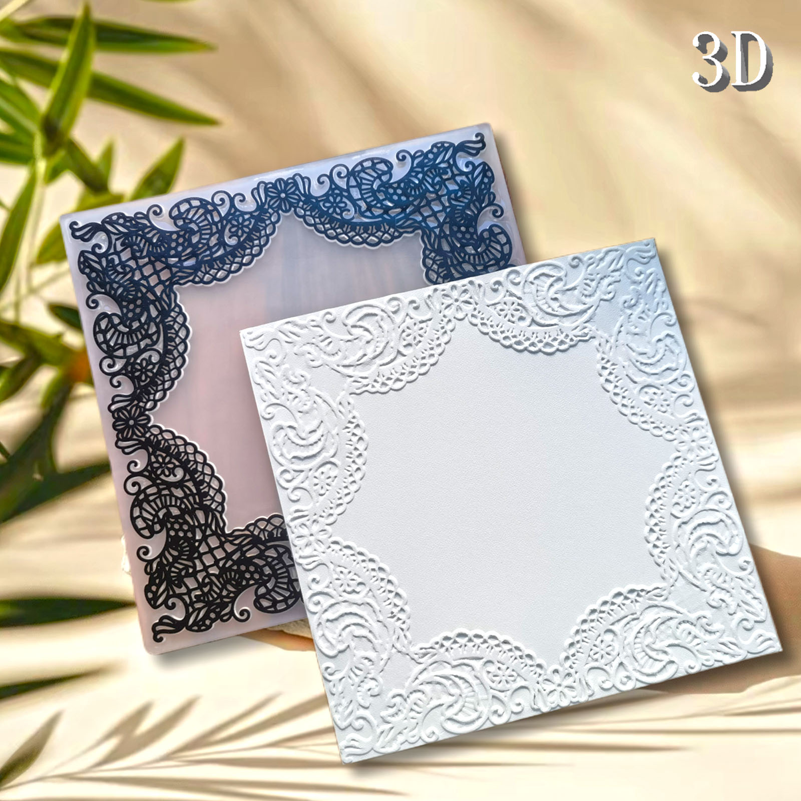 3D Printing Sla - Square European silk frame 3D embossed