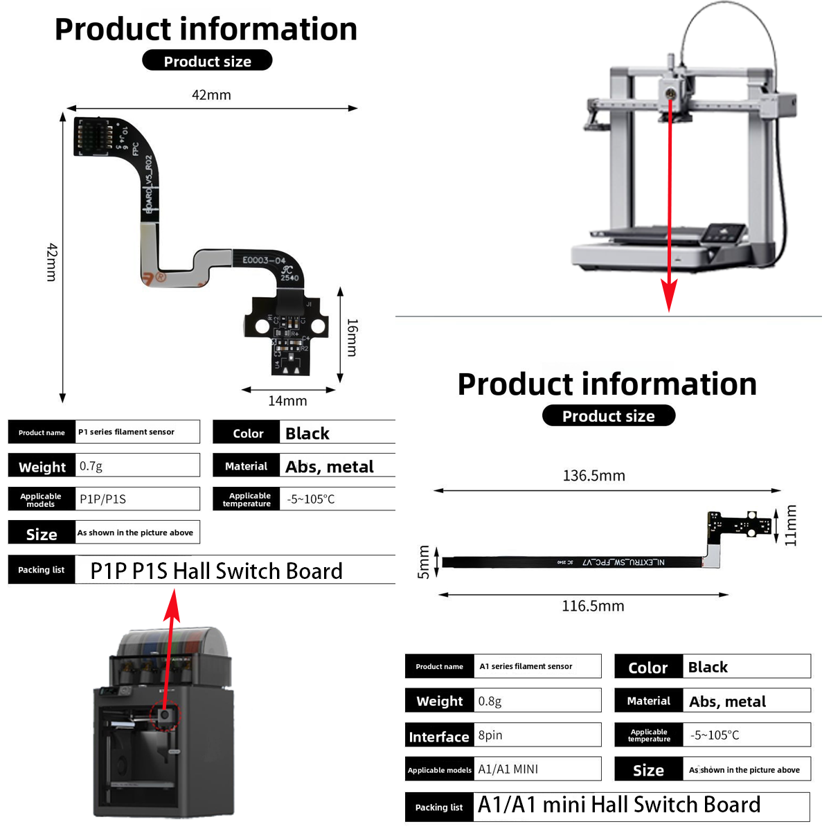 For A1/A1mini/P1P/P1S Hall Swi - 3D Printing Xyz ulasan dan harga