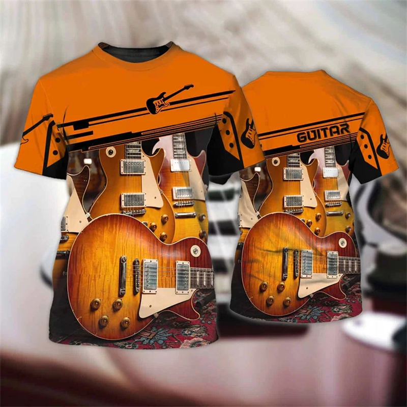 Fashion 3D Guitar Print T Shir - 3D Printing Guitar ulasan dan harga