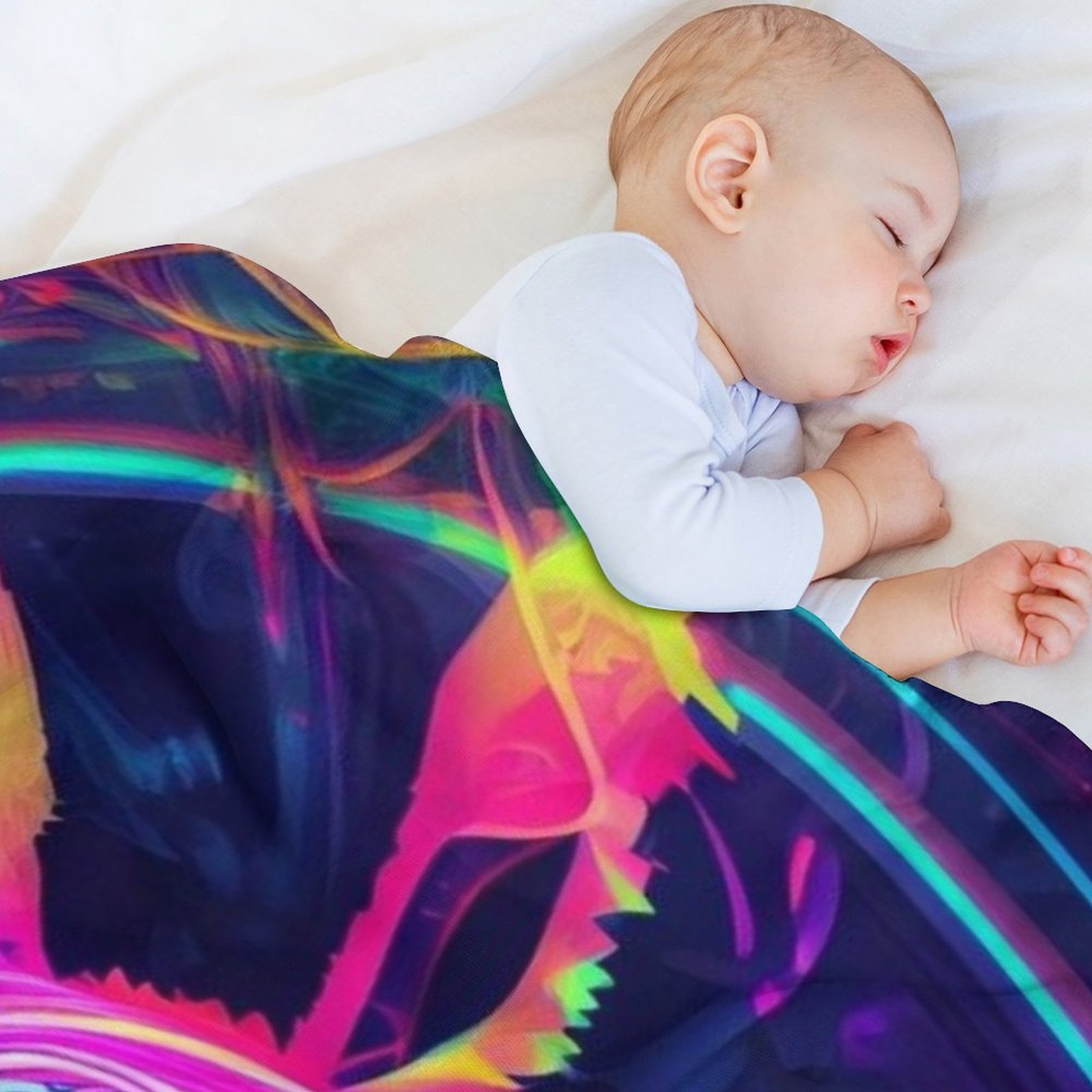 rabbit in neon Throw Blanket S - 3D Printing Rabbit ulasan dan harga