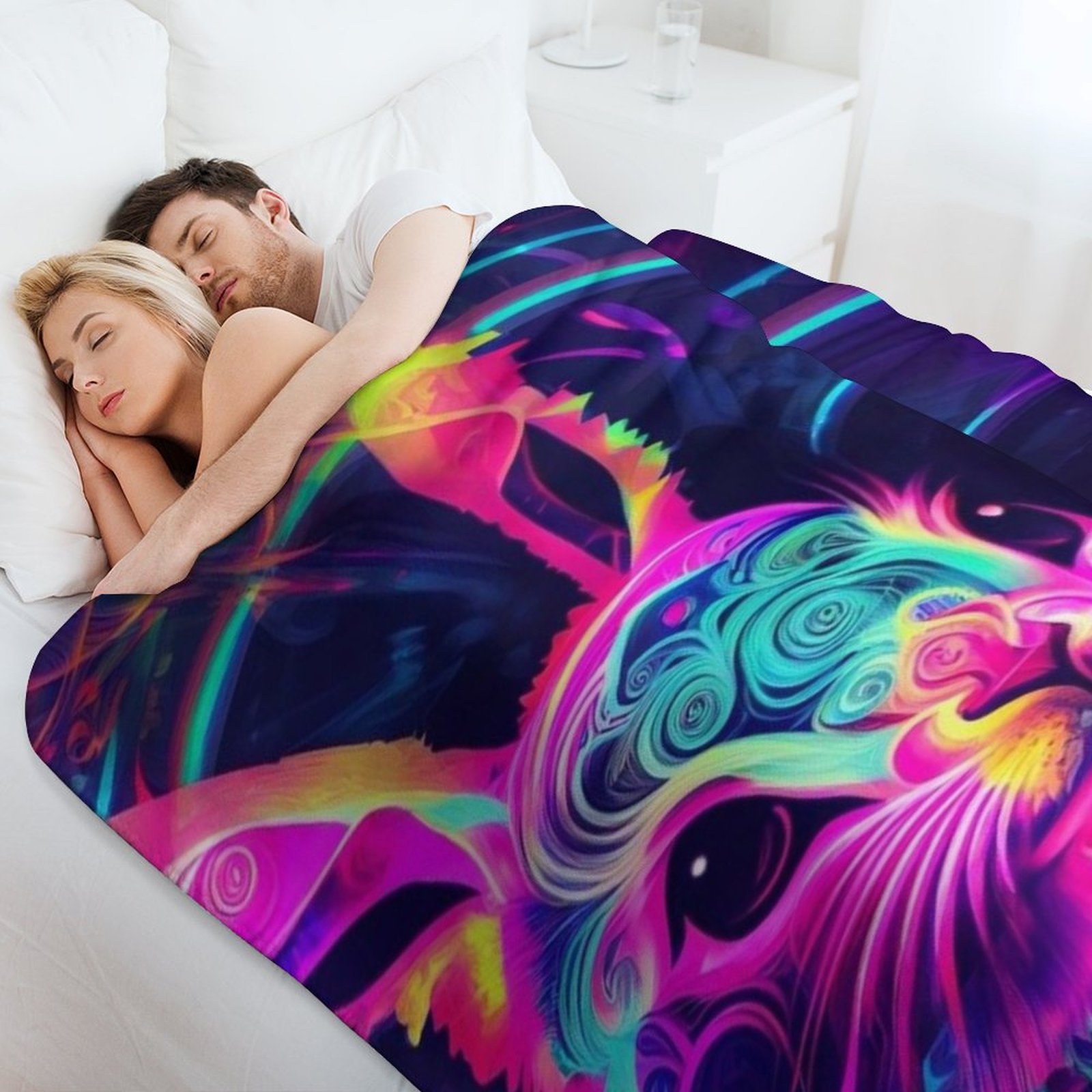 rabbit in neon Throw Blanket S - 3D Printing Rabbit ulasan dan harga