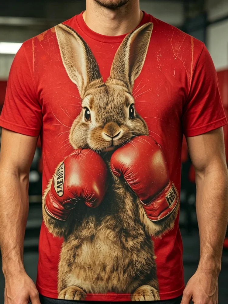 3D Boxing Rabbit Print Men's T - 3D Printing Rabbit ulasan dan harga