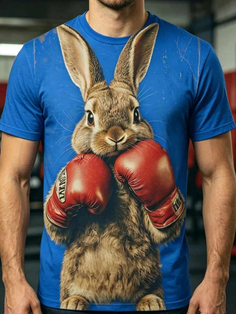 3D Boxing Rabbit Print Men's T - 3D Printing Rabbit ulasan dan harga