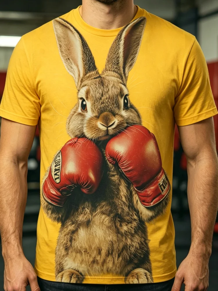 3D Boxing Rabbit Print Men's T - 3D Printing Rabbit ulasan dan harga